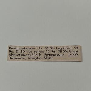 Percale Pieces Log Cabin Joseph Demenkow Abington MA 1952 Magazine Ad SAG5-S4